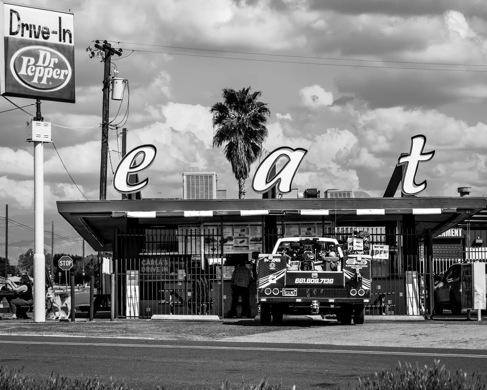 Cruisin' Chester — Drive-in with EAT lettering and Dr Pepper sign