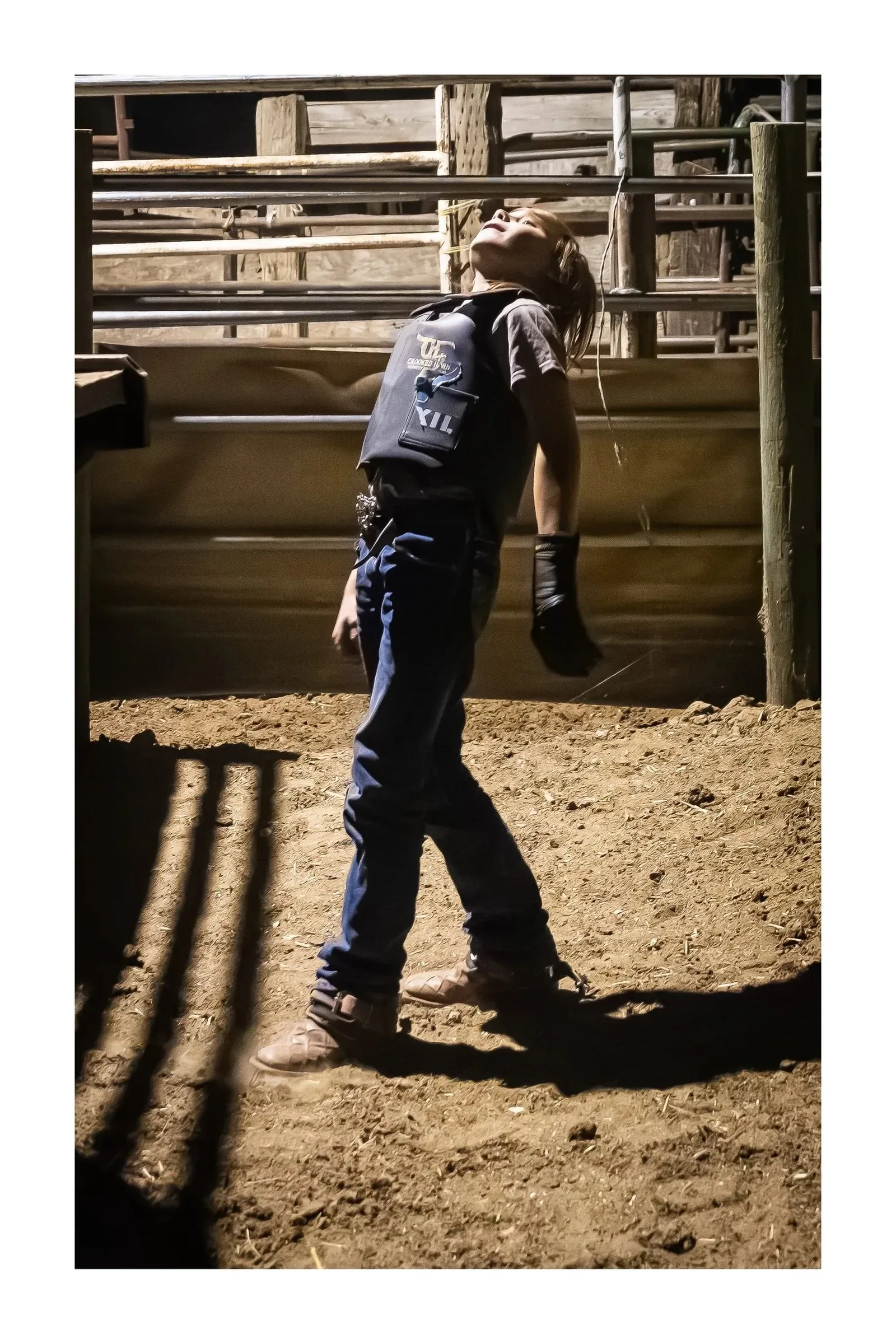 Bull Riding Practice Night — Rider in the arena